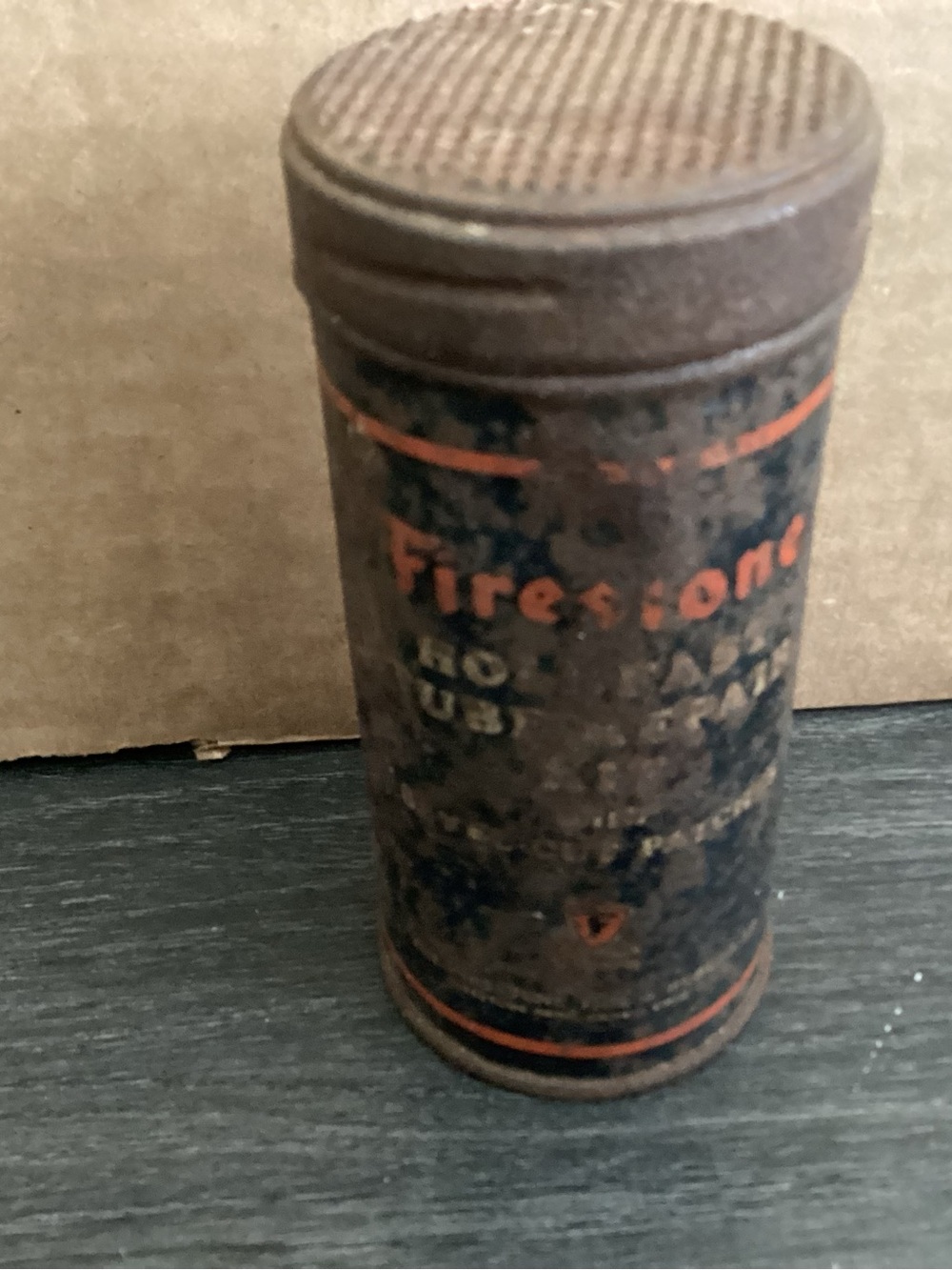 Vtg. Firestone “Hold Fast” tire tube repair kit in a metal tin.  Collectable
